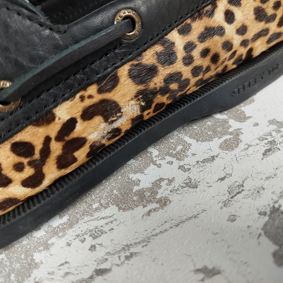 Sperry Top-Sider Women's Cheetah Print Boat Shoe Tan Multi Leather Loafers V243 - Picture 2 of 12